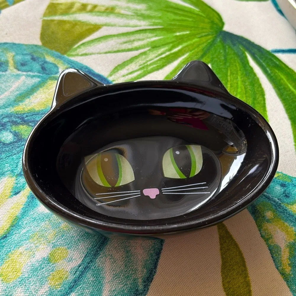 Black Cat PetRageous Designs Kitty Oval Stoneware Food Bowl for Cats Halloween
